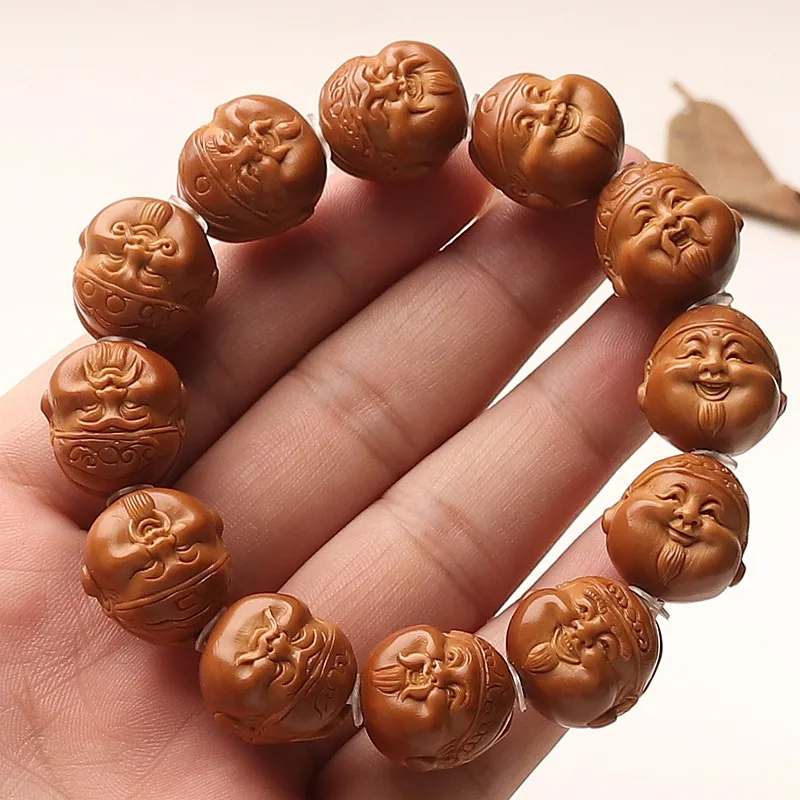 

Iron Olive Core God Of Landlord Short Round Bracelet Eight Wealth Gods Handheld Piece Caimi