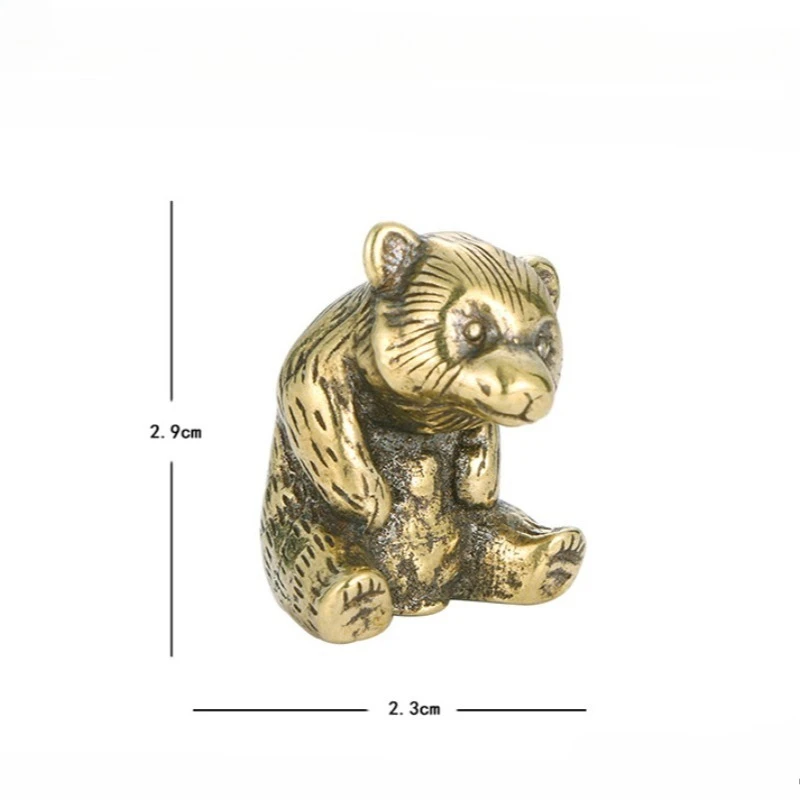 Antique Brass Bear Statue Cute Playful Tea Pet Hand Fidget Toy Gift Miniatures Office Decoration Home Craft Copper Art Ornament