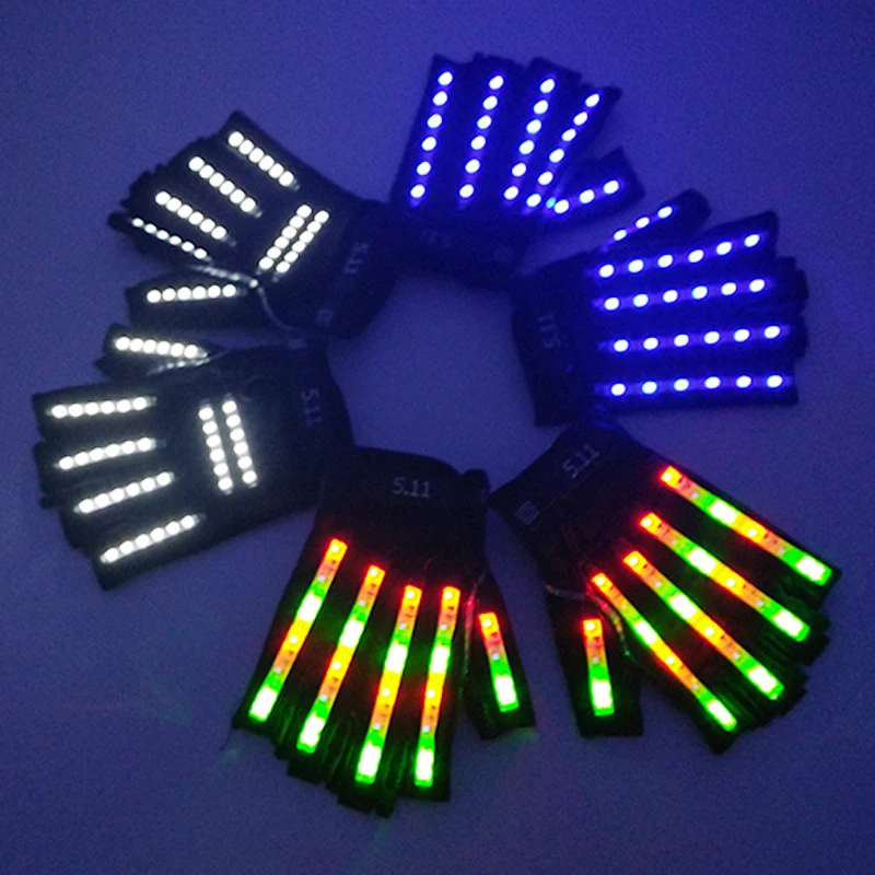 Fashion glowing Gloves LED Light Up Gloves Futurist style luminous gloves for nightclub DJ music dance performance props