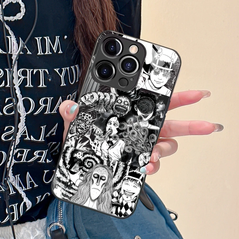 Junji Ito Cool Souichi Mobile Cell Phone Case for iPhone 15 14 13 12 11 X XR XS 8 Pro Max Plus Mini PC Glass Phone Cover Shell