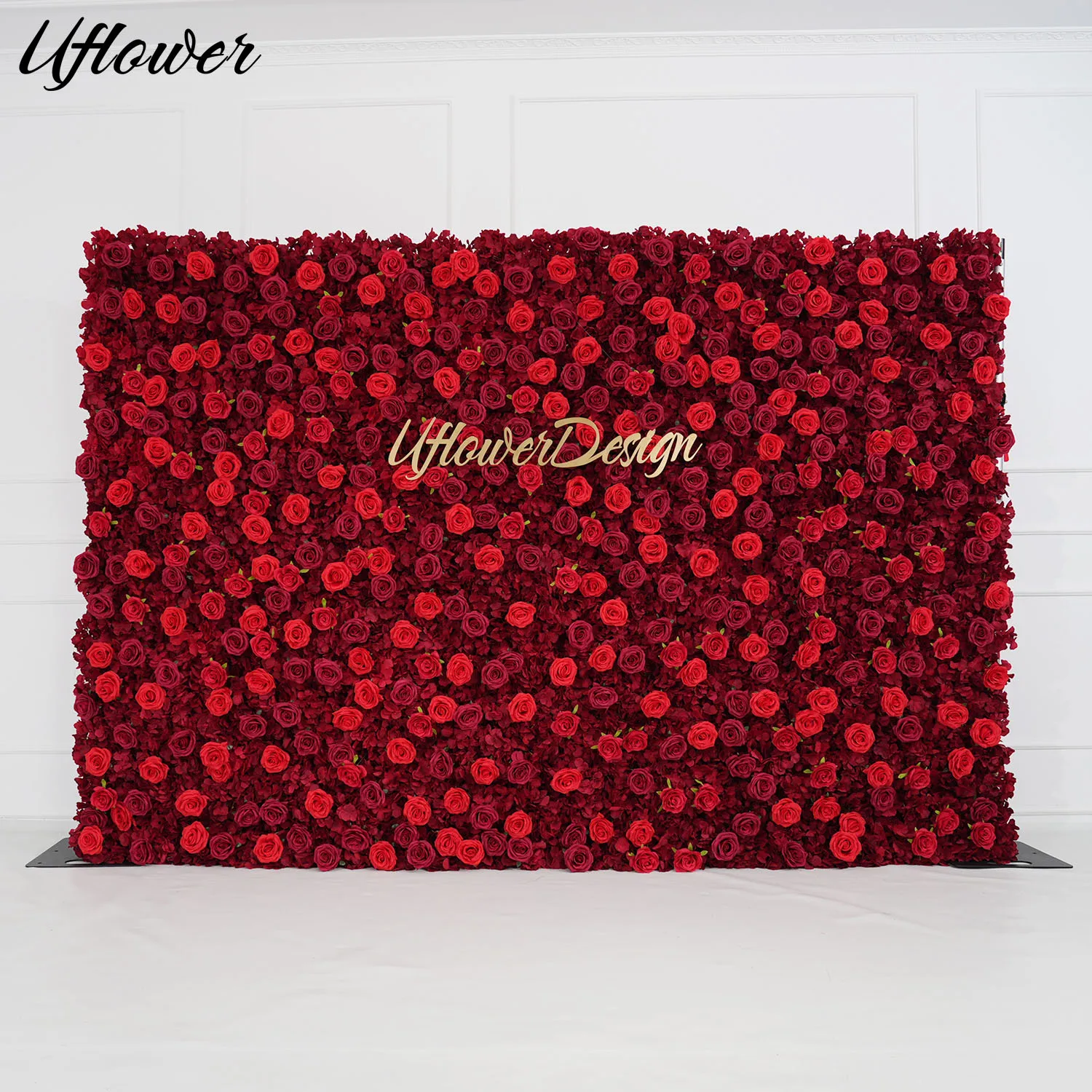 Uflower Silk Red Roses Flower Wall Decoration Flower Board Artificial Flowers Birthday Wedding Wall Decor Stage Party Background