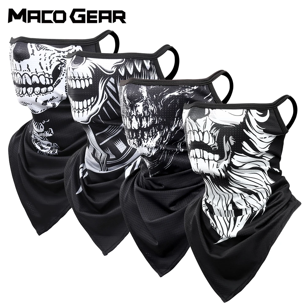 Men Summer Skull Bandana Hanging Ear Triangle Face Mask Cycling Hunting Hike Fishing Ski Sports Outdoor Neck Warmer Scarf Women