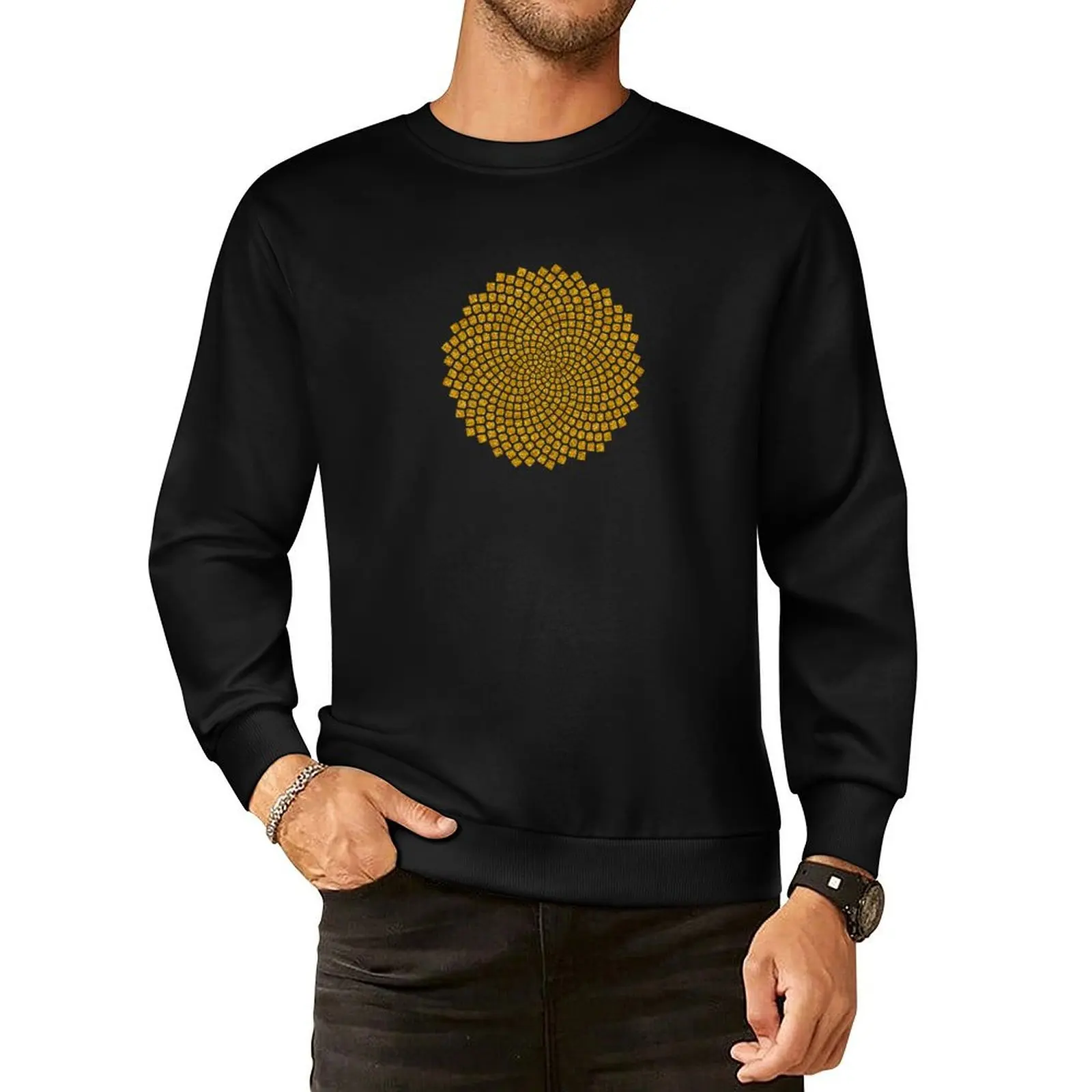 

Sunflower, Seed, Fibonacci, Spiral, Golden Ratio, Math, Geometry Pullover Hoodie clothes for men sweatshirt men