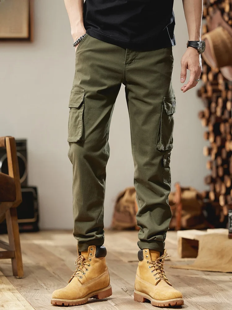 

Мужские брюки-карго из хлопка для активного отдыха, весна-осень, камуфляж, приталенный крой, прочные, молодежные, повседневные, длинные