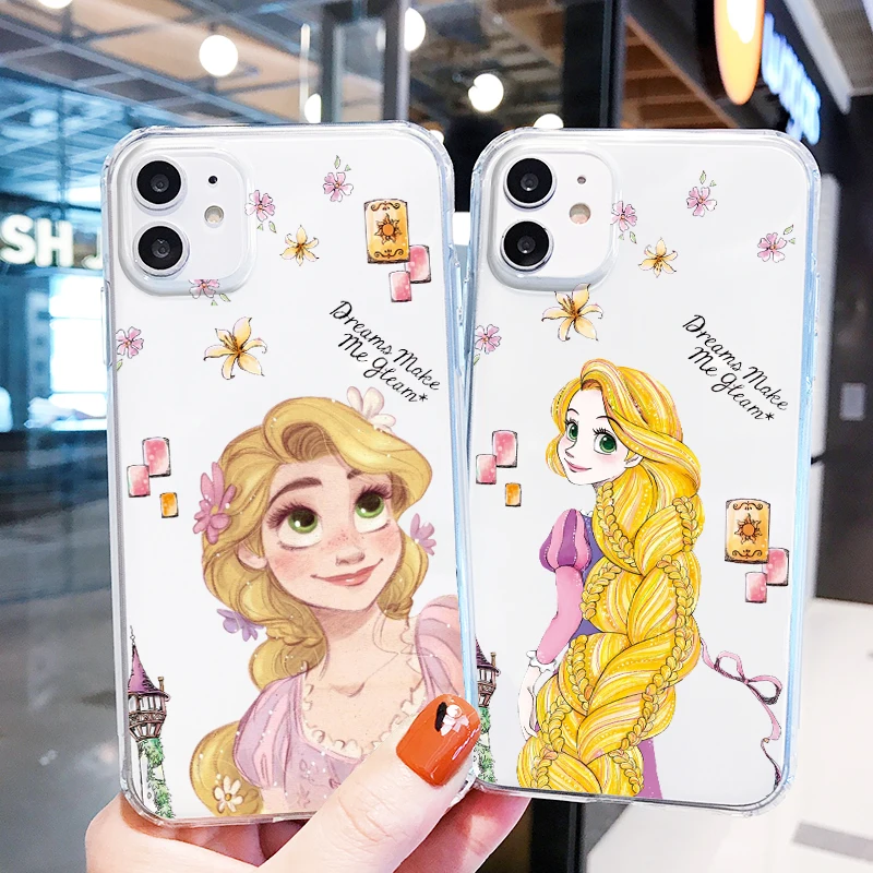 

Princess Rapunzel Disney Girl Phone Case For Apple iPhone 14 13 12 11 Mini XS XR X Pro MAX 8 7 6 Plus SE 2020 Transparent Cover