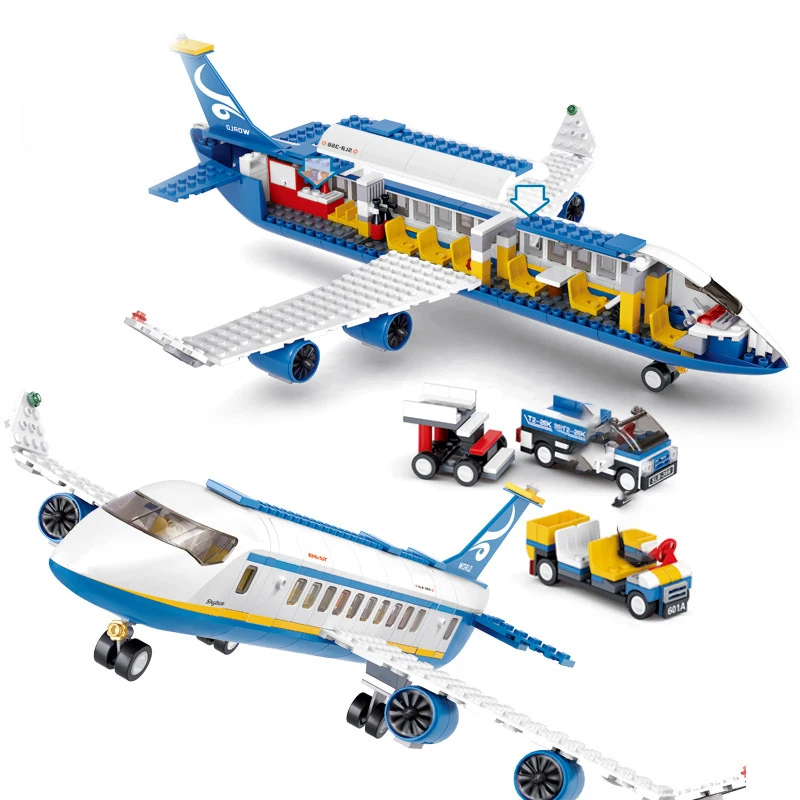 463pcs City Airport Airbus Aircraft Airplane Plane Brinquedos Avion Model Building Blocks Bricks Passenger Toys For Children