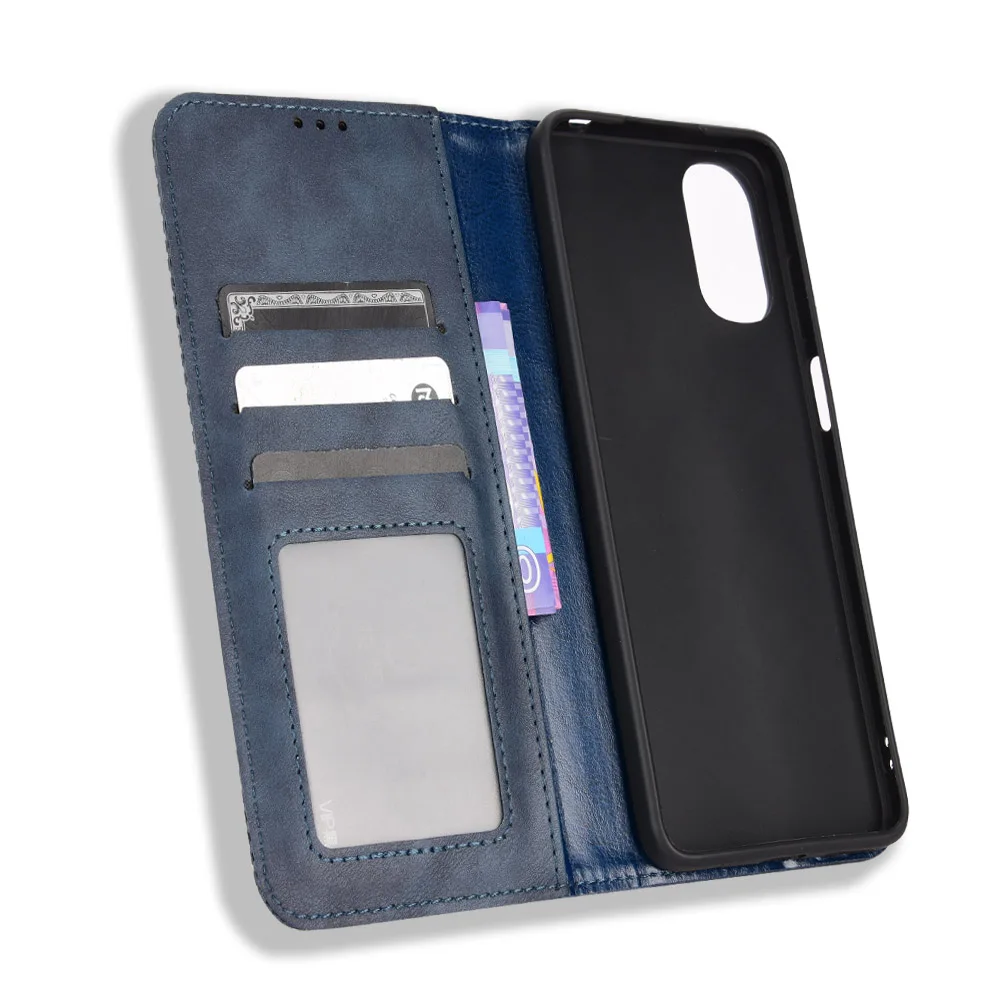 Flip Retro Style Leather Magnetic Closure Phone Cover For Motorola Moto E13 E14 E20 E22 E32 4G Wallet Fall prevention Phone Case image 3