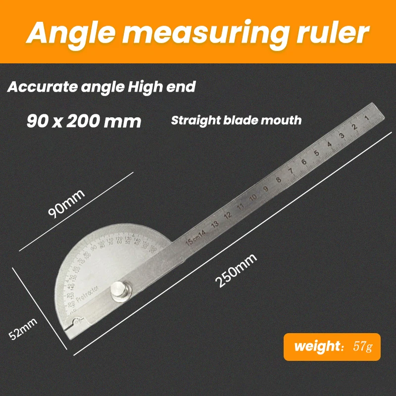 Protractor Metal Angle Finder Angle Ruler Gauge Angle Ruler 180 Degree Measuring Ruler Tool Stainless Steel Goniometer