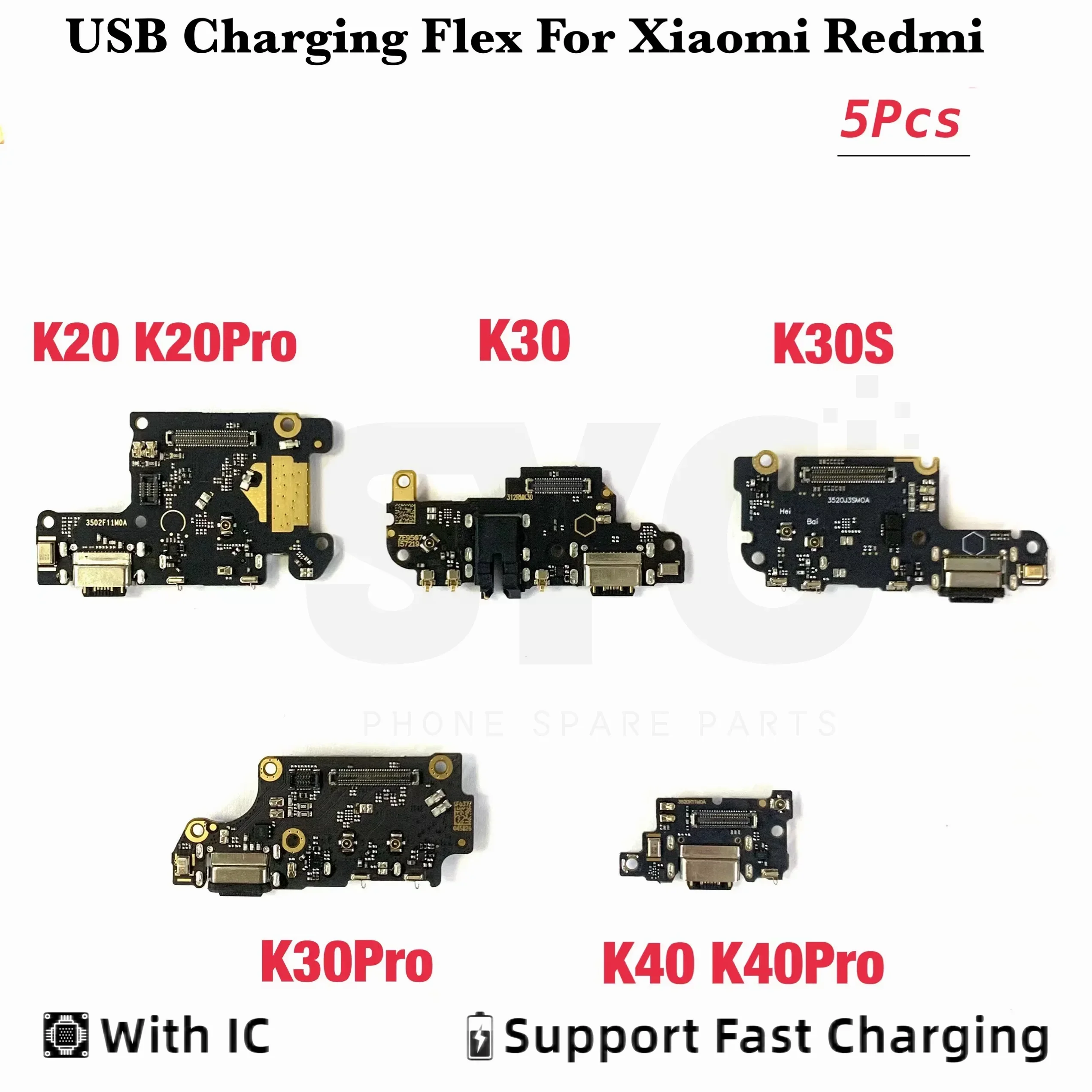 

5Pcs Good quality For Xiaomi Redmi K20 K30 K40 Pro K30S Usb Charging Dock Board Connector Charger Port Flex Cable