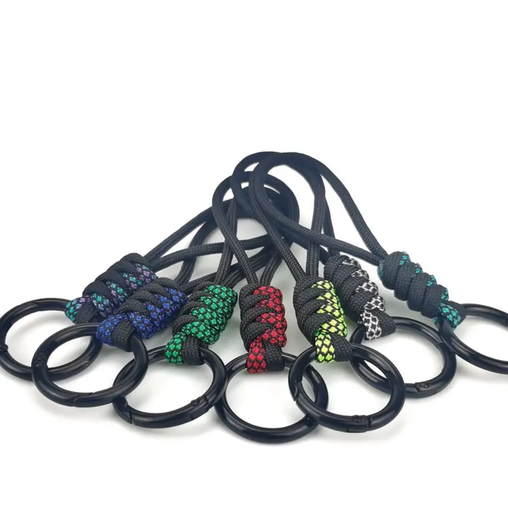 High Quality High Strength Paracord Keychain 12cm 13 Styles Round Buckle Key Ring Rope Outdoor Tool