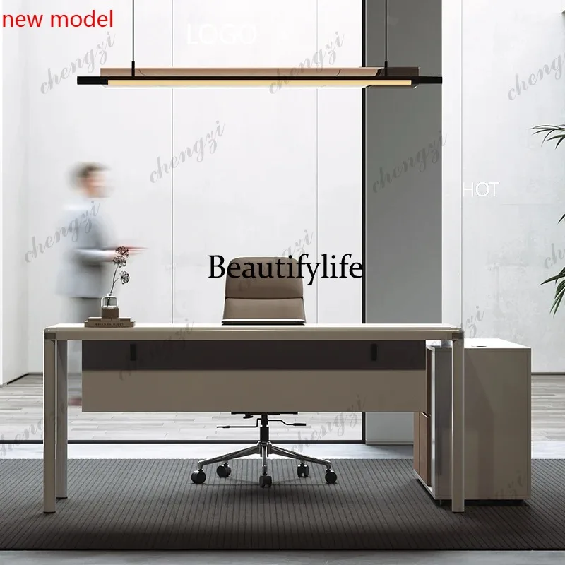 

M138 Nordic President Office Desk Italian Minimalist Simple Designer L Shape Desk Advanced Boss Office Furniture