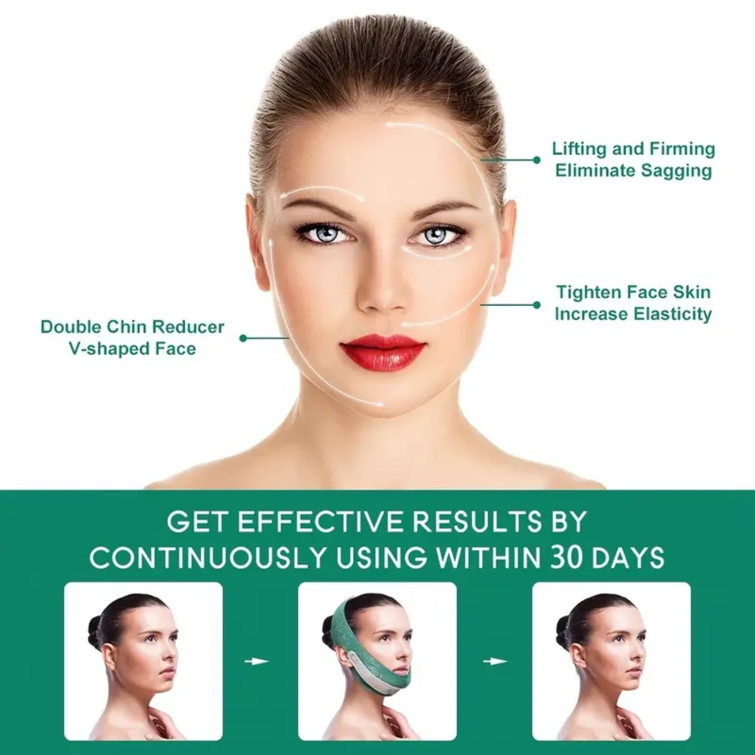肌引き締め顔痩身ベルト - V字型二重あご引き締め、肌を引き締めてリフトアップし、しわを軽減し、Sを強化します。