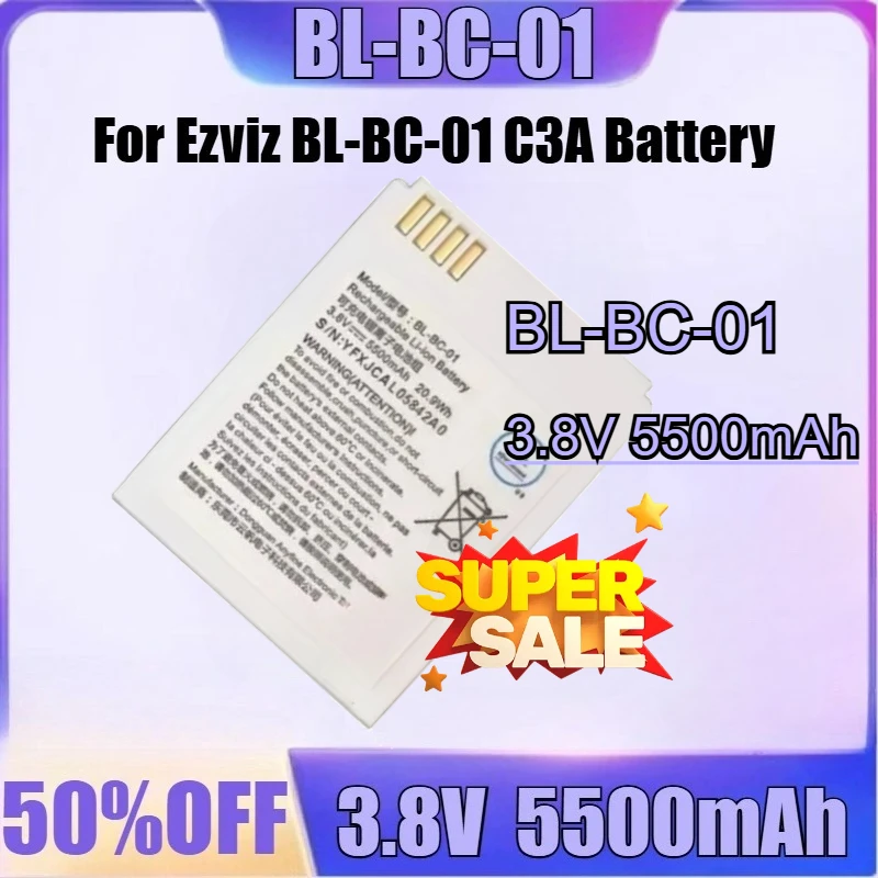 

For Ezviz BL-BC-01 C3A Battery 3.8V 5500mAh Wireless Surveillance Camera Battery New BL-BC-01 High Quality Battery