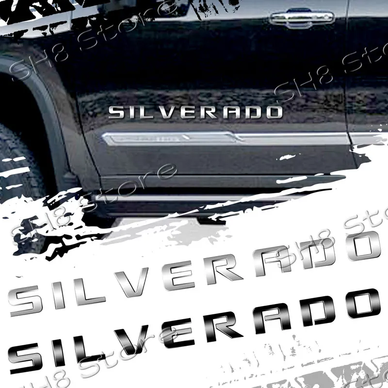 3D ABS Letters Logo Car SILVERADO Emblem Badge Body Fender Side Sticker For Chevrolet Car Styling Decoration Decals Accessories