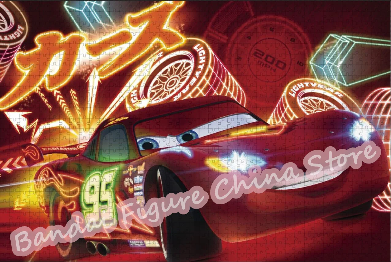 Lightning Mcqueen Disney Cars Cartoon Film puzzle 300/500/1000 pezzi assemblare Jigsaw puzzle bambini giocattoli educativi antistress