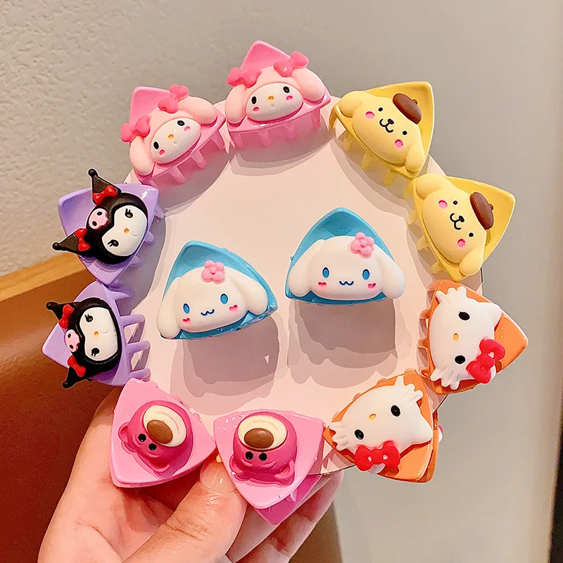 

2Pcs Sanrio Kawaii Hello Kitty Children Clip Girl Cartoon Cat Ears Hair Princess Mini Broken Hair Clips Kuromi Anime Cinnamoroll