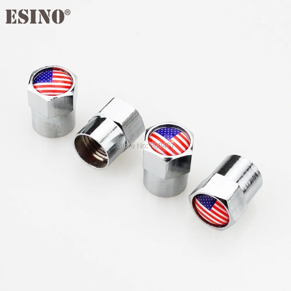 

4 x Car Styling Stainless Zinc Alloy America National Flag Car Tire Valve Caps Wheel Tires Tyre Stem Air Cap Airtight Covers