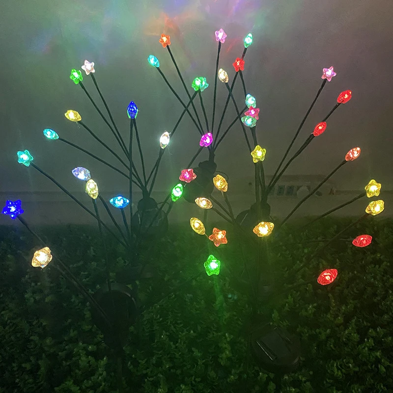 Impermeável Solar Luzes LED, Pentagram, Jardim Lawn Lamp, balançando a luz solar, Powered Paisagem, Pátio, Decoração do pátio, 4 Pcs, 2Pcs
