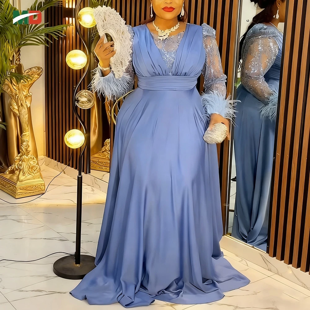 

MD African Dresses For Woman Luxury Elegant Plus Size Wedding Party Evening Gown Turkey Robe Africains Femme Africa Clothing