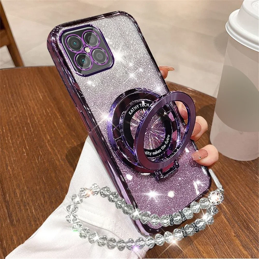 Voor Xiaomi 14T Glitter Kristal Armband Telefoon Houder Case Voor Xiaomi 13T 12T 11T 14T Pro 13 12 11 Lite 5G NE Stand Silicon Cover
