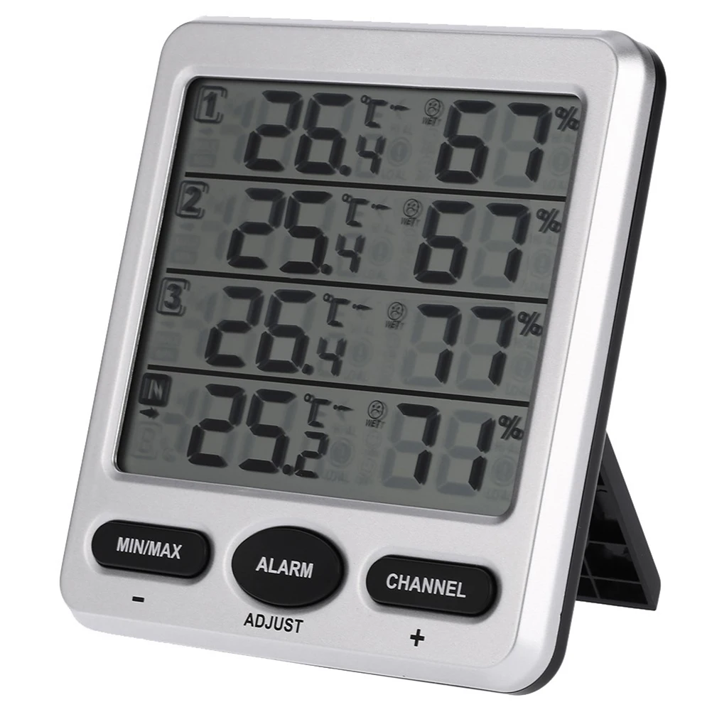 

Wireless Thermometer Hygrometer 3 Sensors High Strength Shell Corrosion Resistant Wall Hanging Kickstand Accurate Measurement