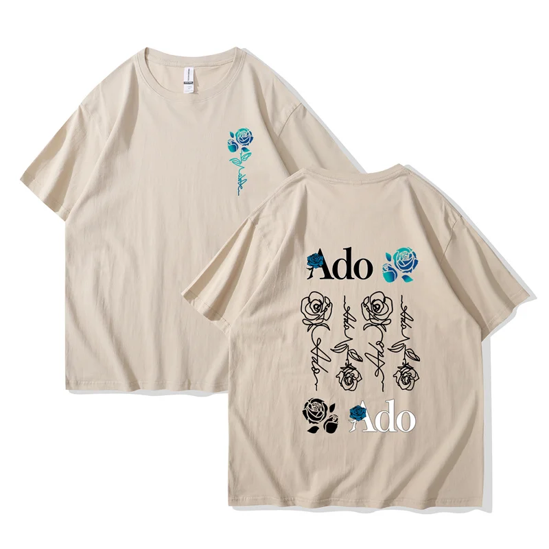 Ado Blue Rose T-shirts Wish World Tour Merch Tee Women Men Fashion Casual Harajuku Short Sleeve