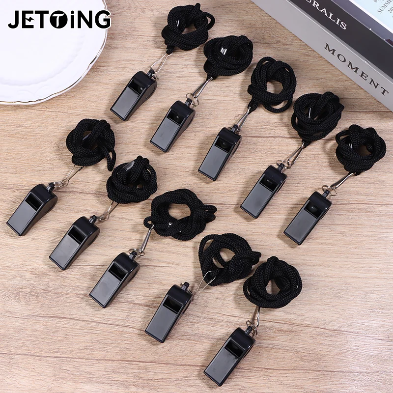 2/5/10Pcs High Quality Black Whistle For Sports Football Basketball Referee Training Outdoor Survival Whistle With Lanyard