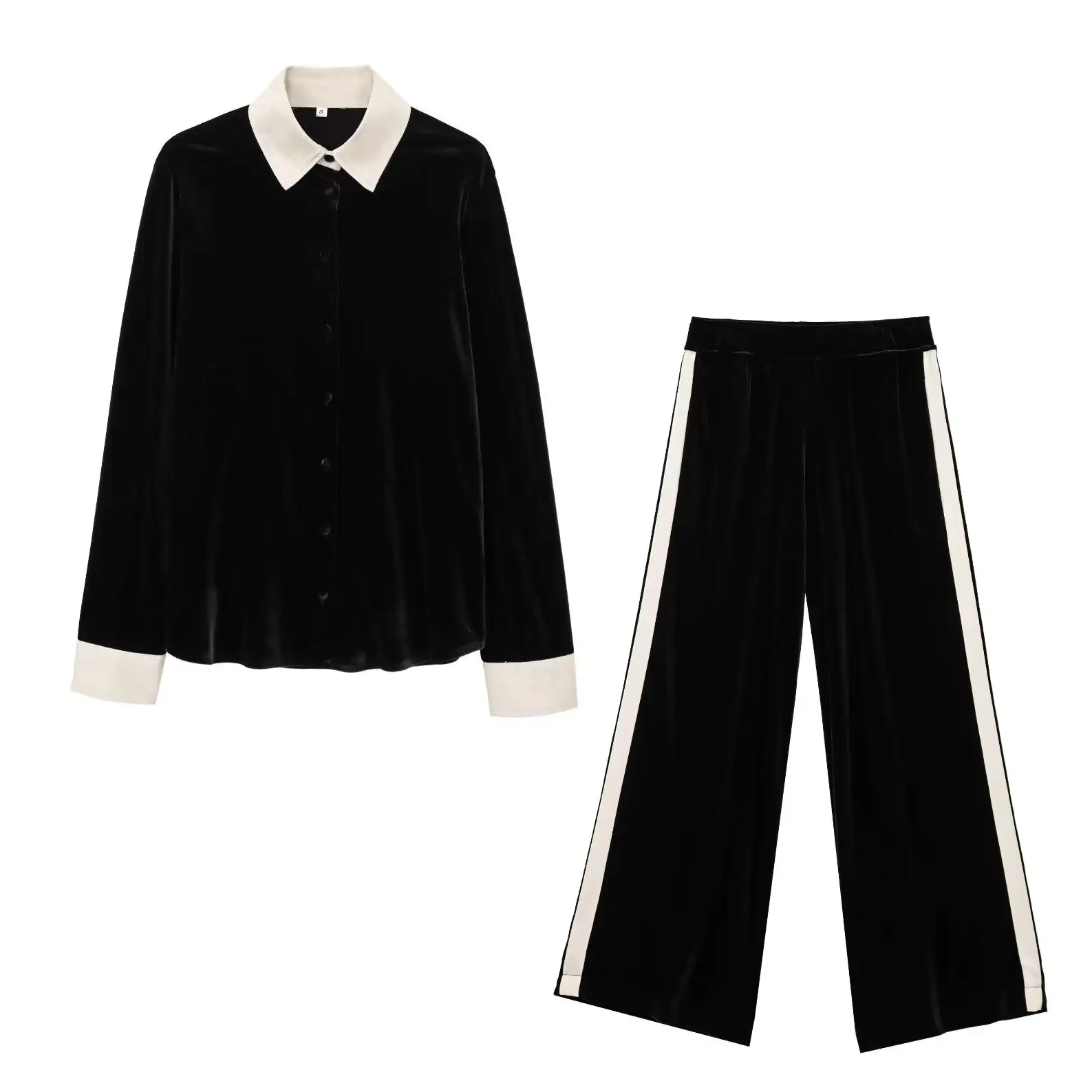 

KONDALA 2023, весенние женские повседневные бархатные костюмы, однобортная лоскутная рубашка + брюки с эластичной резинкой на талии и карманами, женские шикарные комплекты