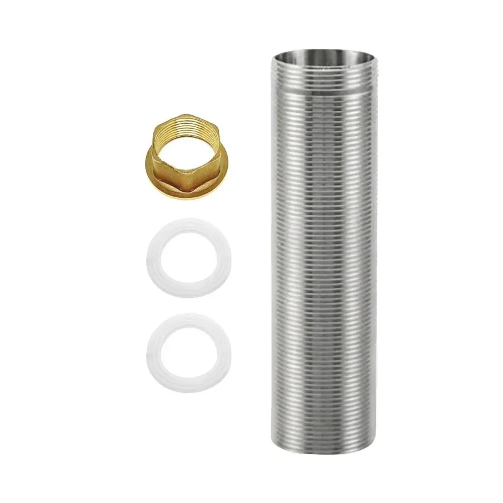 Tap Extension with Threaded Pipe Copper Nut + Extension Rod with Copper Thread, 2 Rubber Seals Tap Repair Kit