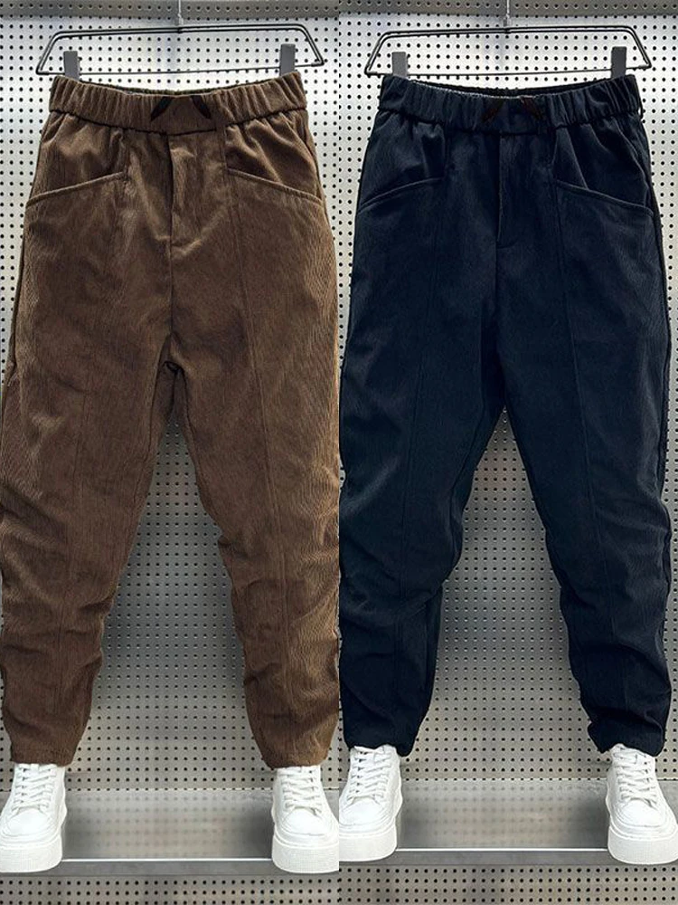 

Autumn Winter Thiened Fce Corduroy Casual Pants Men's Loose Straight Leg Harlan Trousers Faionable And Versatile
