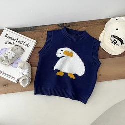 Spring And Autumn Newborn Baby Girls And Boys Sweater Vest Cotton Travel Cute Cartoon Animals O-neck Korean Fashion Soft Casual