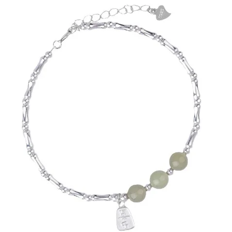 Chinese Style 2026 New S925 Silver Natural Hetian Jade Bamboo Joint Bracelet Good Luck Blessing Fortune Dainty Jewelry For Women