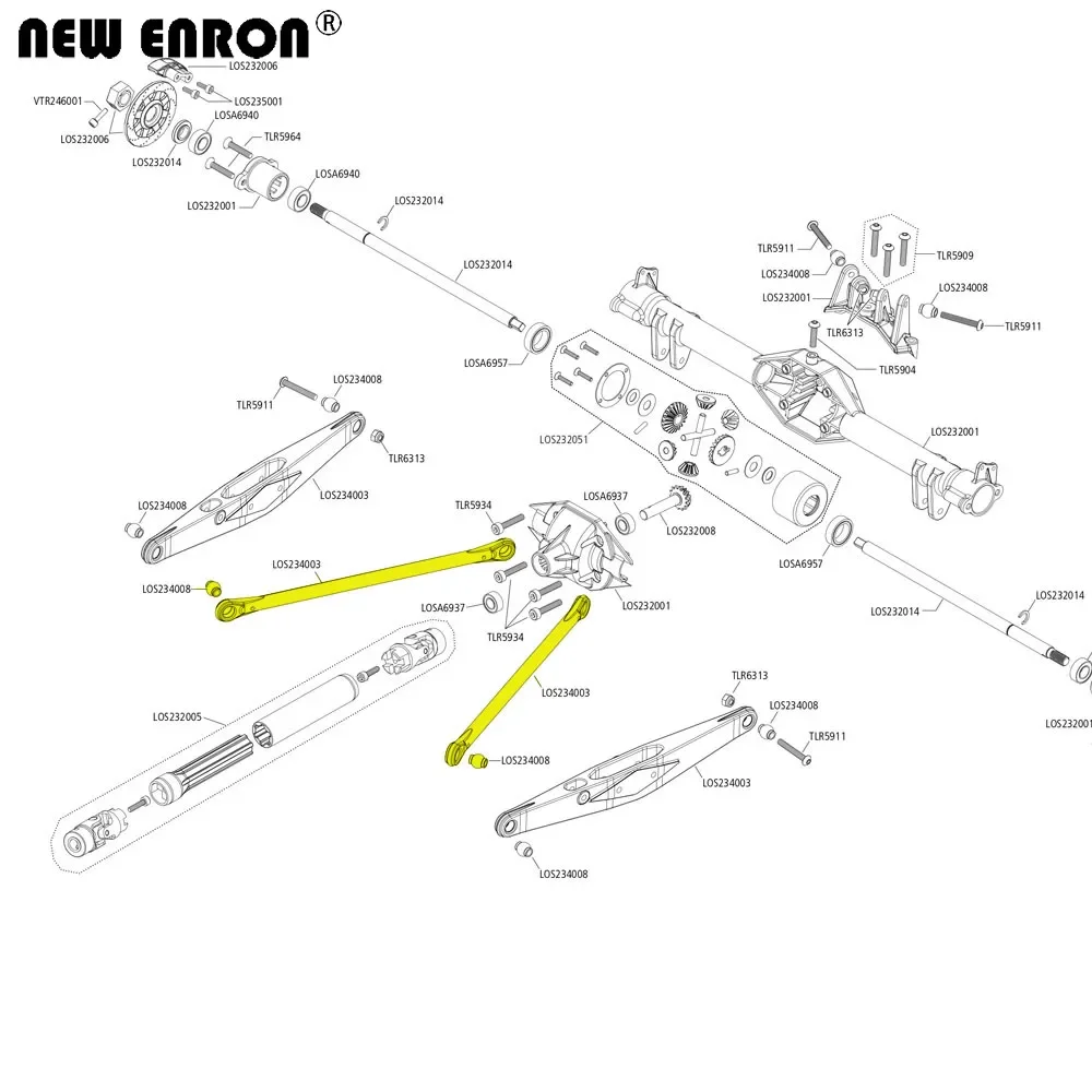 1/10 Team Losi BAJA REY 4륜구동 Rock Rey RTR RC 크롤러 부품용 합금/강철 150MM 두꺼운 리어 서스펜션 어퍼 링크