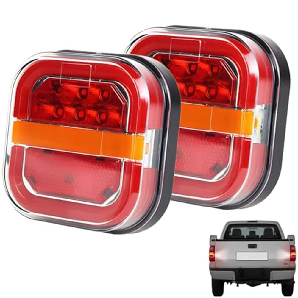 

Trailer Taillight with 28 LEDs for 12/24V Vehicles Square LED Design Waterproof IP67 Brake and Driving Light Functions