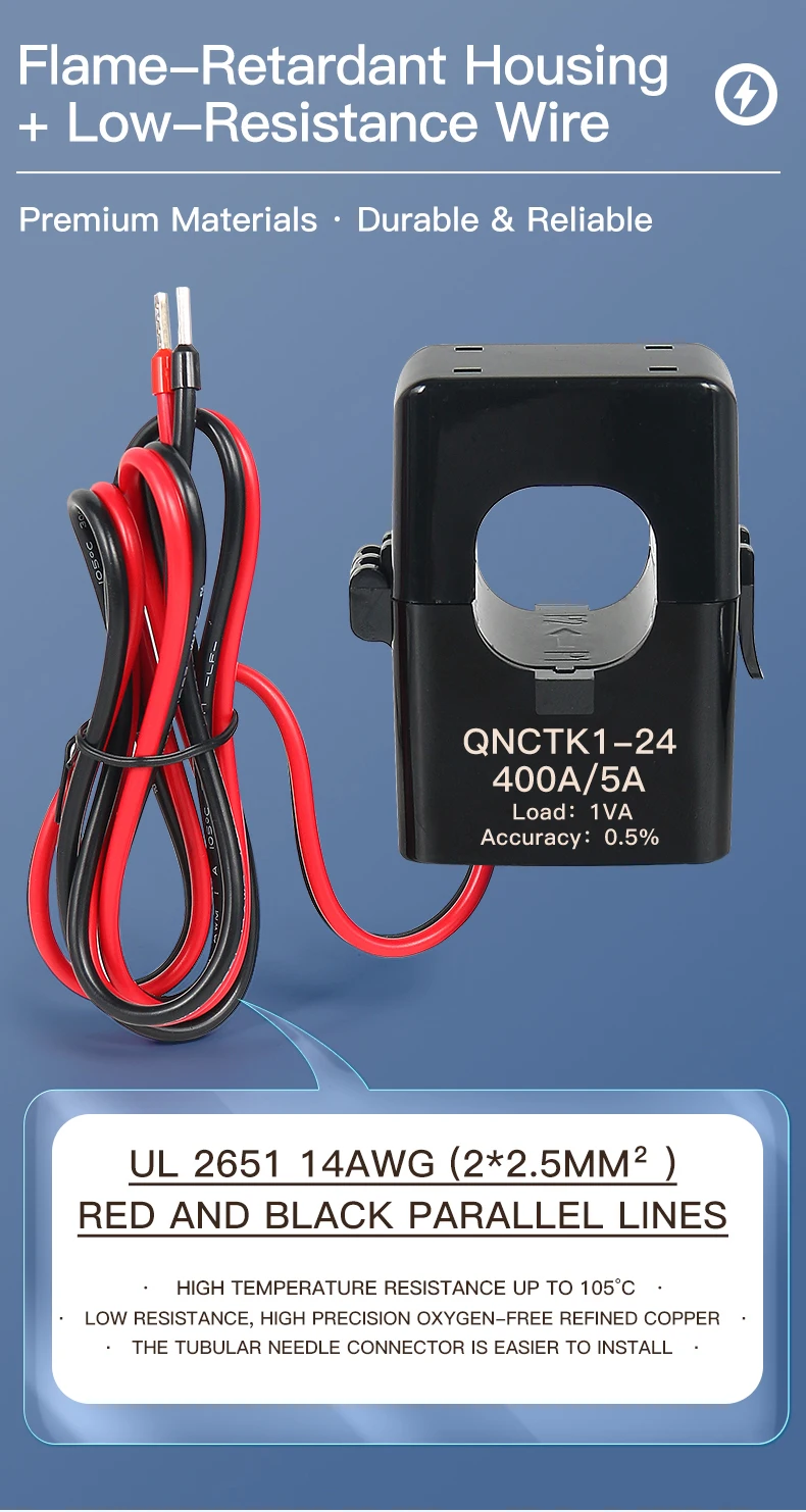 QNCTK1-24 Split-Core-Stromwandler 100 5 150 200 300 400 5A 500 600 AC CT Klemm-Stromwandler Offener Typ QNCTK1-36 – Detail 7