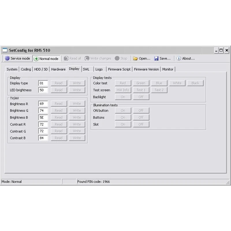 SetConfig 2.8.1 App für Autos zur Identifizierung der problemlosen RNS-Einheiten RNS510 RNS810 RNS850 Wechsel-PIN-Code-Wisch-NAND-OBD2-Scanner