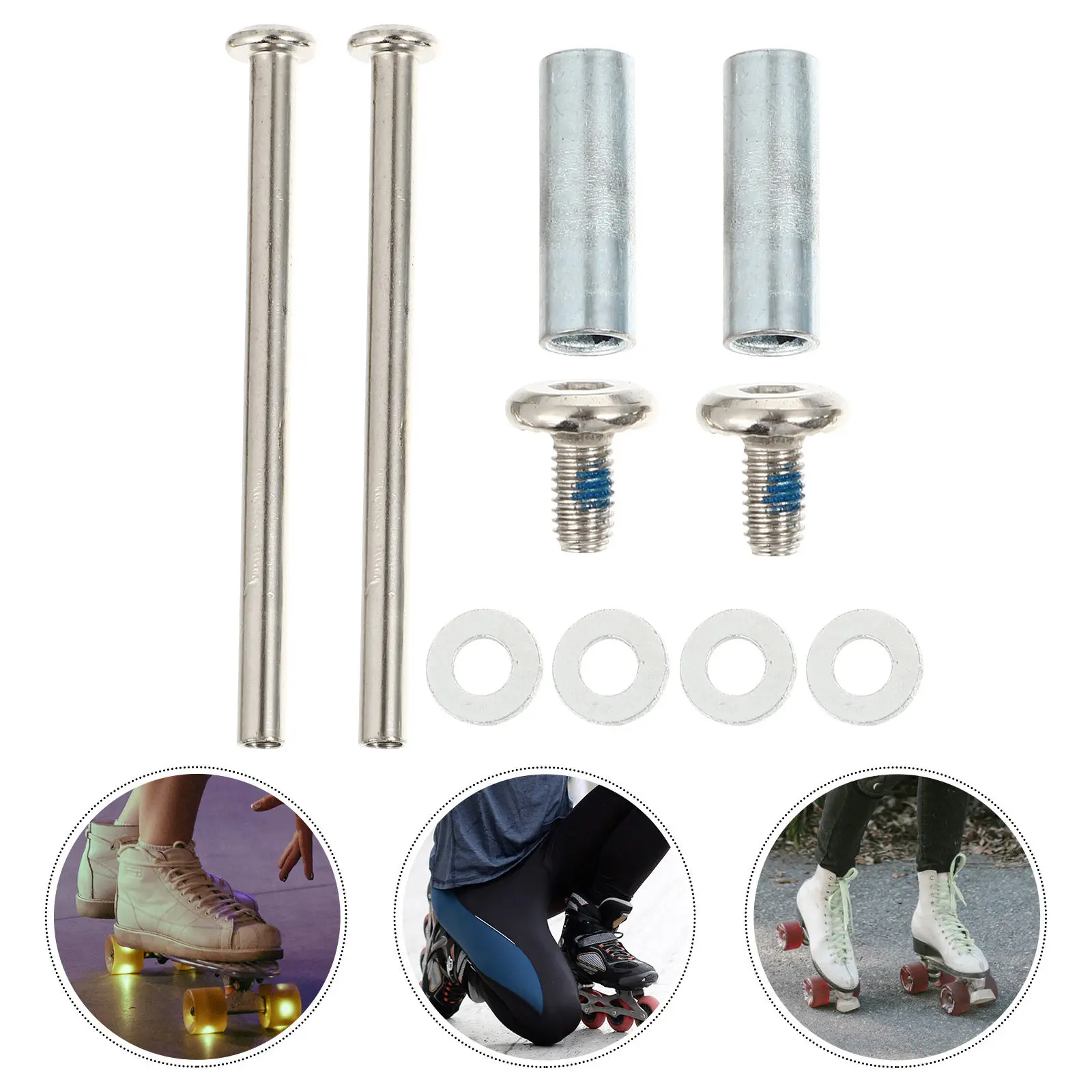

1Set Metal Roller Skates Bearings Screws Skating Wheel Screw Kit Strong Rust Proof Easy Install Long Term Use Skates Replacement