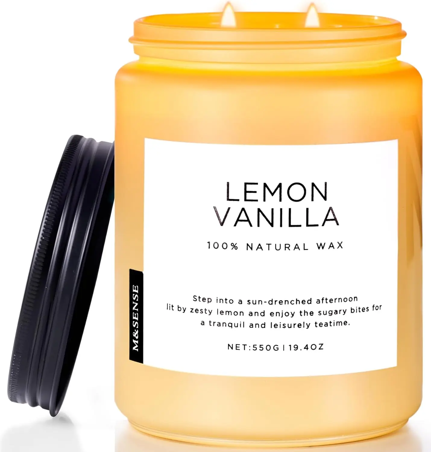 

19.4oz Lemon Vanilla Soy Candle, 110-Hour Burn Time, Non-Toxic Natural Scented Gift for Women