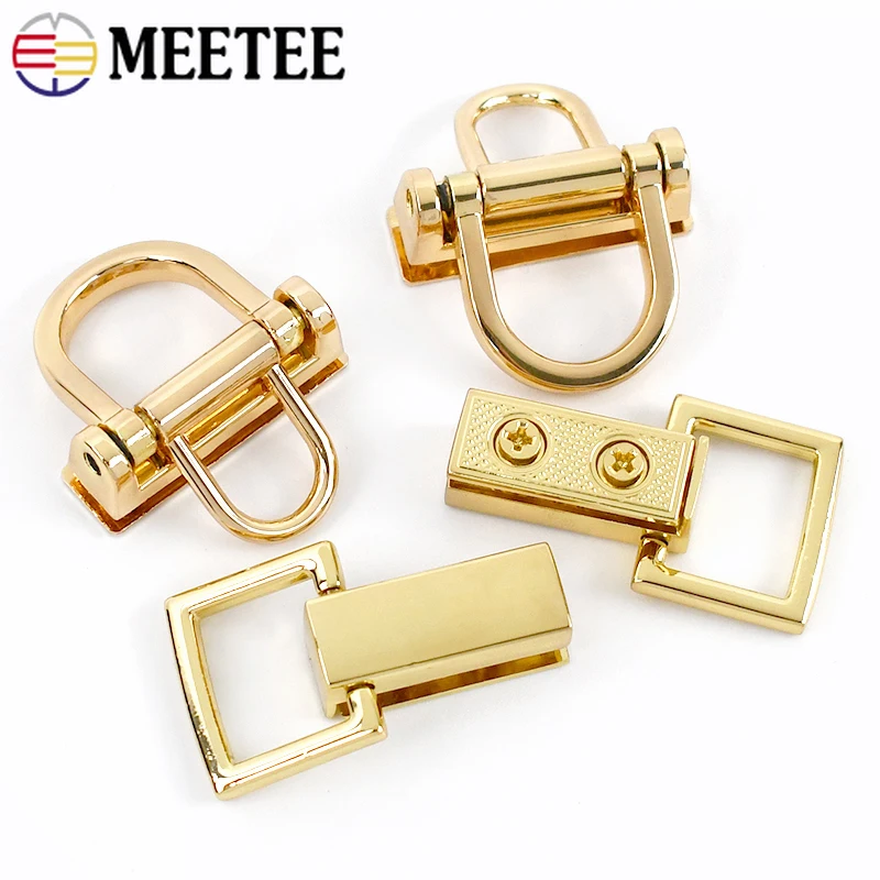 

2/4Pcs LightGold Metal D Ring Side Clip Buckle Hangbag Handle hanging Hooks DIY Bags Chain Connect Clasp Repair Loop Hardware