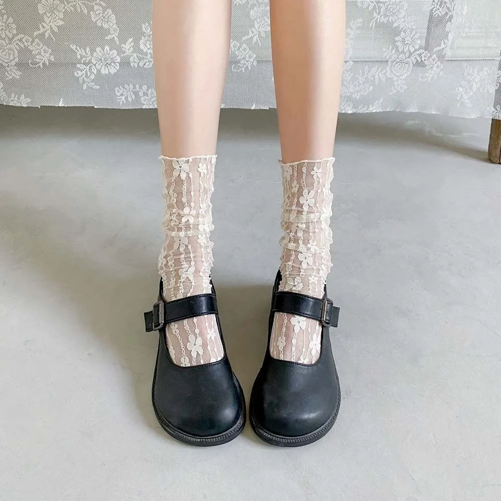 Fashion Summer Lace Pile Up Socks Sweet Slim Lolita in Tube Socks Above Knee Elastic Thin Stockings