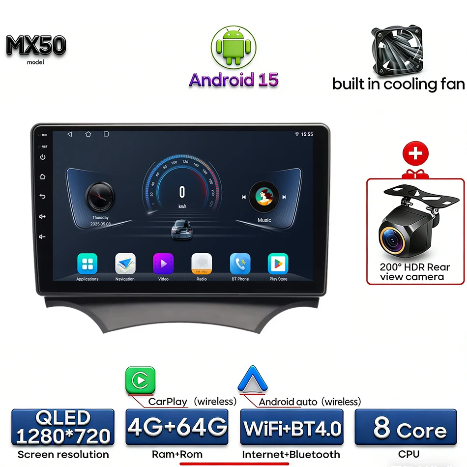 Android 15 voor Ford Ka K2 2008 2009 2010 2011 - 2014 Auto Multimedia Speler Radio Video Stereo CarPlay Auto navigatie GPS 2din