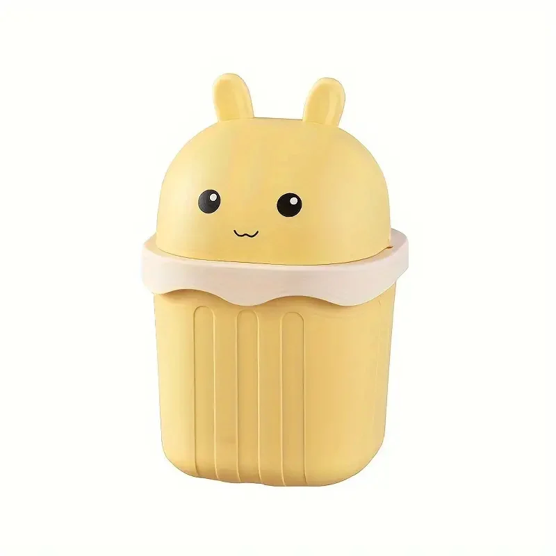1pc Large Rectangle Creative Desktop Trash Can with Screw-Off Lid - Sanitary Bin for Office, Home, Bedroom, Living Room, Kitchen