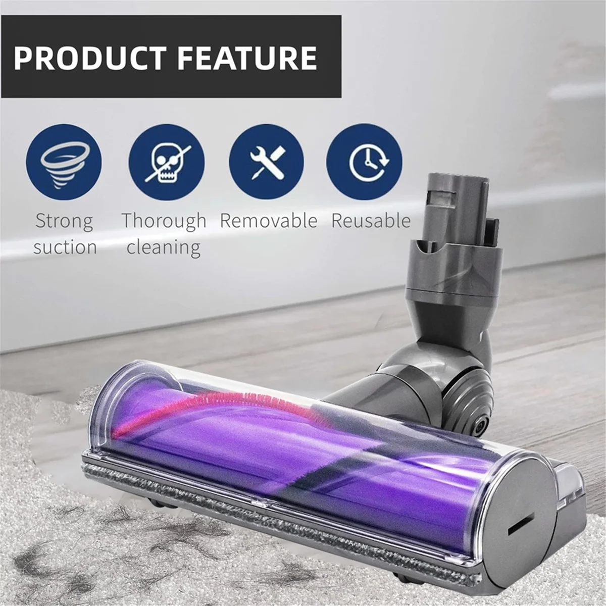 For Dyson V6 DC58 DC59 DC62 DC72 DC74 Vacuum Hard Floor Attachment Quick-Release Motor Head Cleaner Brush