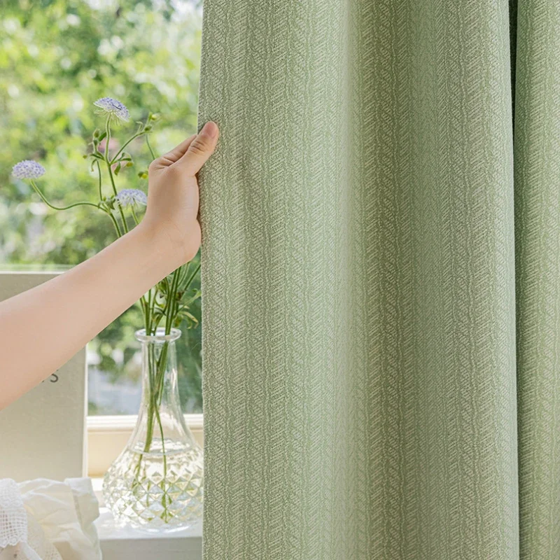 New Chenille Curtains for Living Room Dedroom Jacquard Forest Blackout Japanese Hotel Home Improvement Finished Decoration