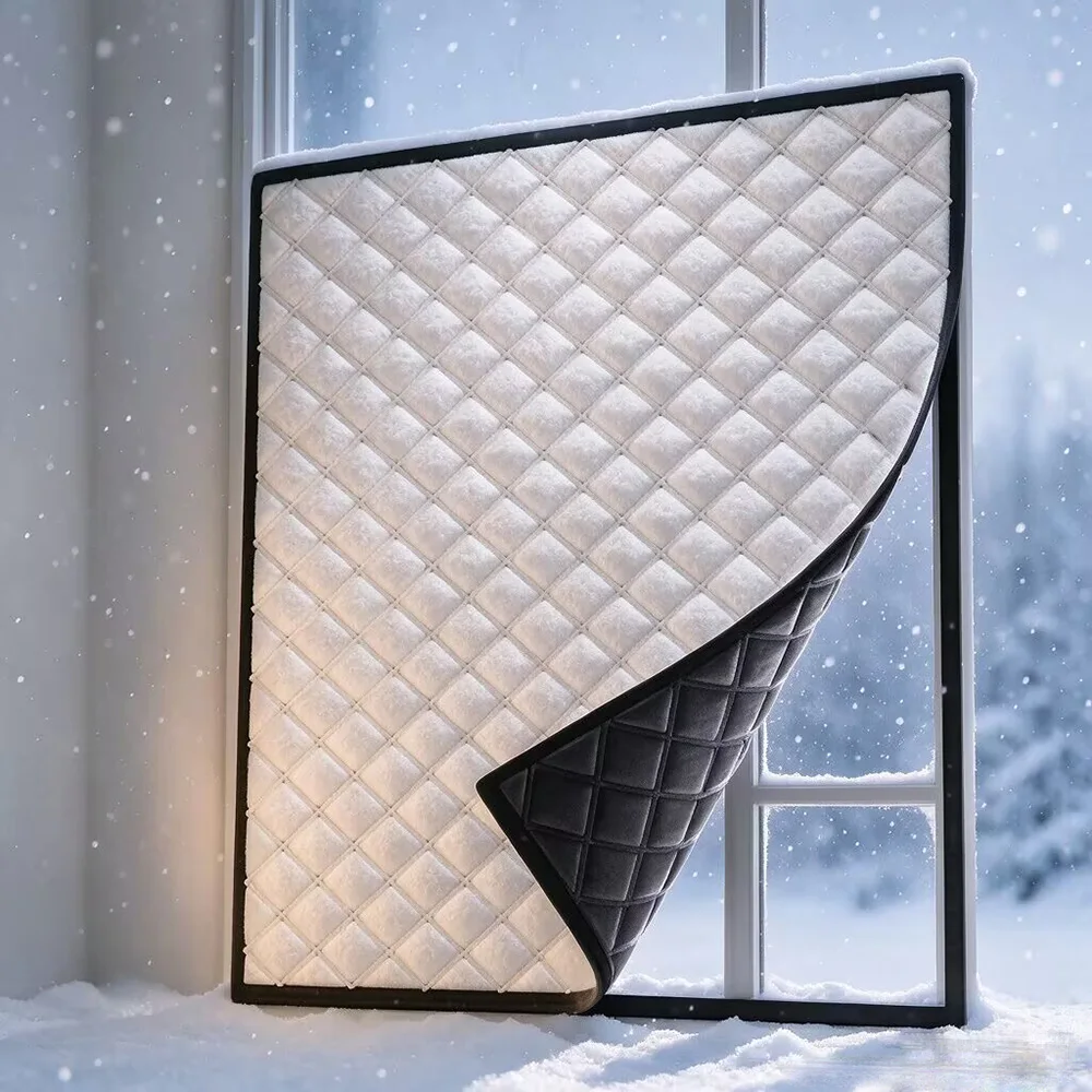Warm Curtains Windproof And Heat-insulating Curtains Sun Shading Double Thickened Warm Curtains Sound Insulation Window Screens