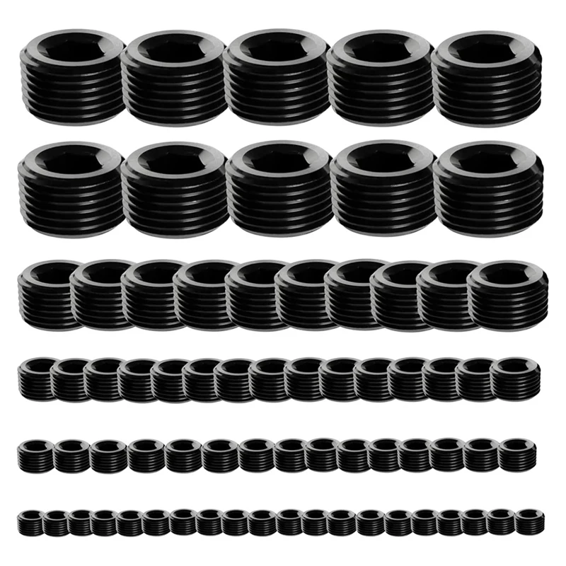 Pipe Plug Fitting,1/8 1/4 3/8 1/2 3/4In Male Internal Hex Thread Socket Pipe Plug Fitting Assortment Kit