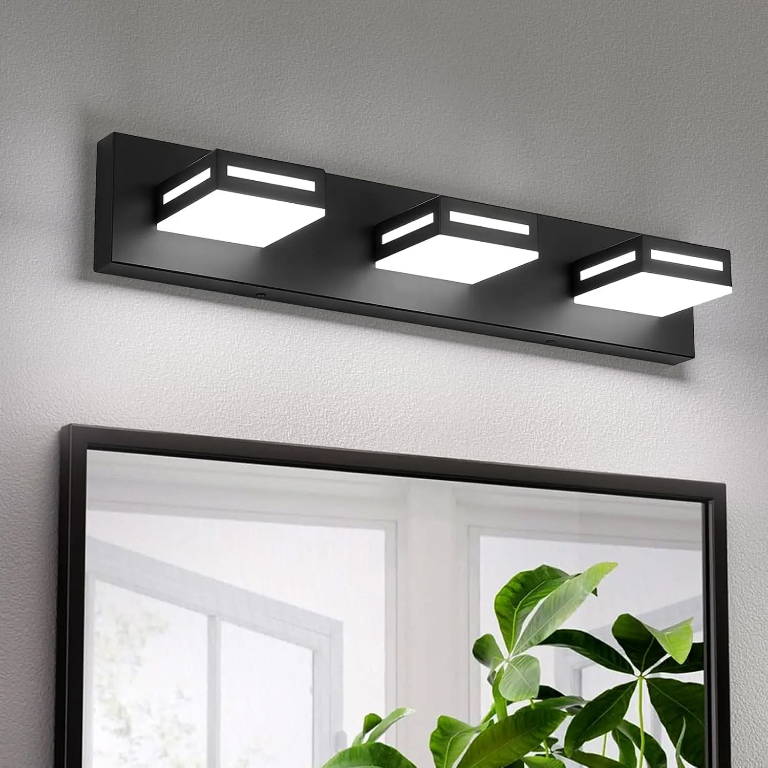 Led Modern Bathroom Vanity Light Fixtures (3-Light, 24-Inch), Acrylic Matte Black Bathroom Wall Lighting Fixtures Over Mirror