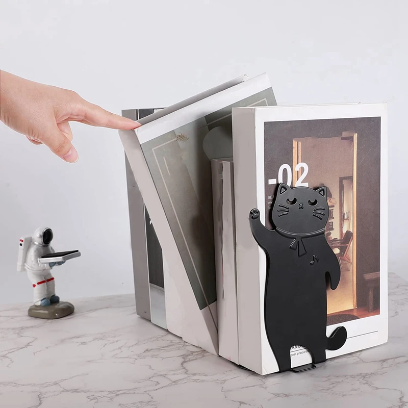 Cat Bookends Black Cat Decor Black Cat Gifts For Cat Lovers Cat Bookends For Shelves Anime Bookends Animal Bookends Easy To Use