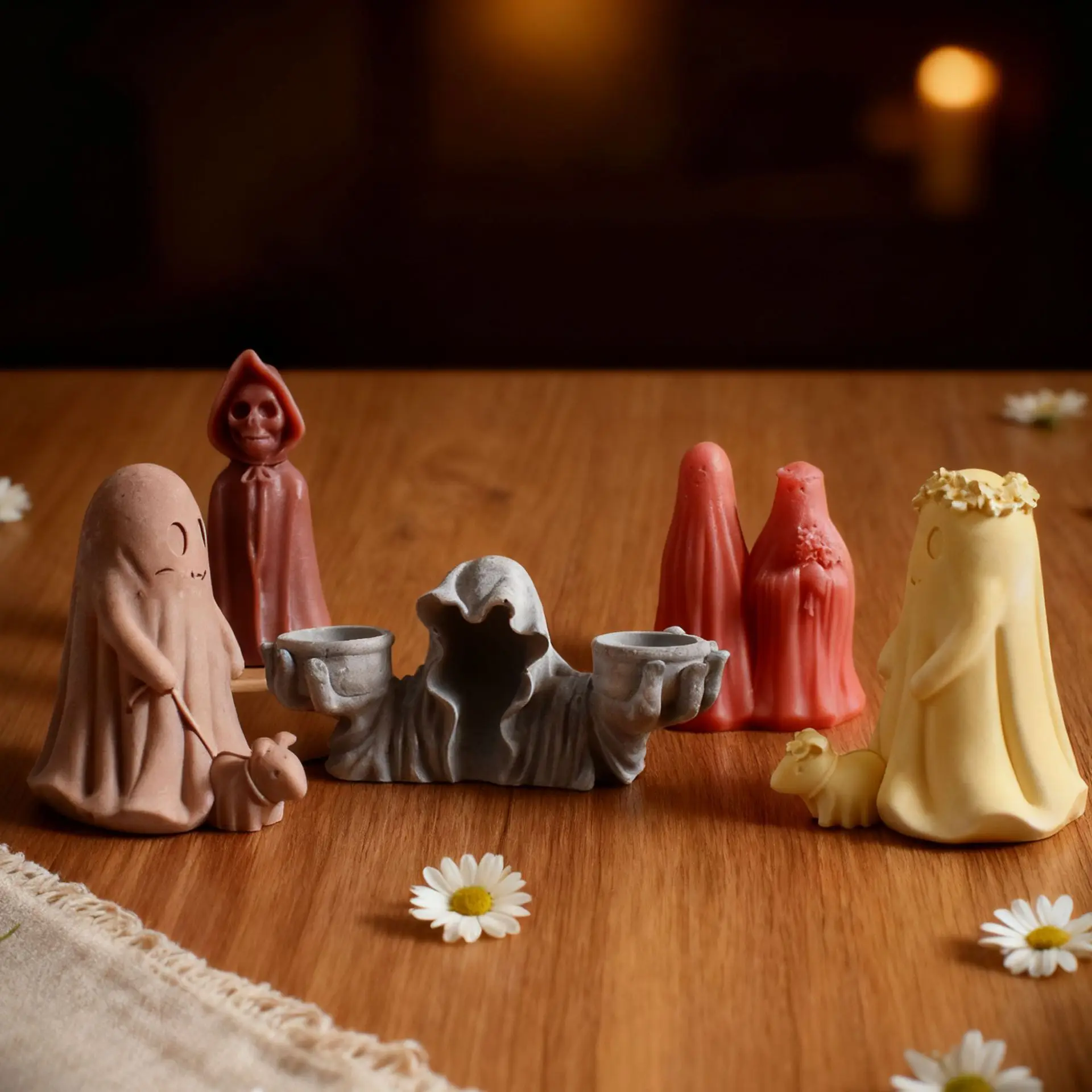 Halloween Ghost Silicone Candle Mold Doll Shape Resin Mold DIY Skull Wizard Candlestick Plaster Gothic Decor