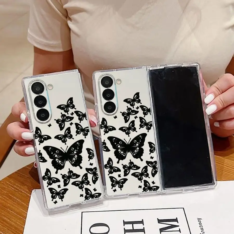 Black Butterfly Lines Case for Samsung Galaxy Z Fold 8 Ultra ZFold7 ZFold4 ZFold6 Z Fold 7 6 5 4 3 ZFold5 ZFold3 Phone Cover